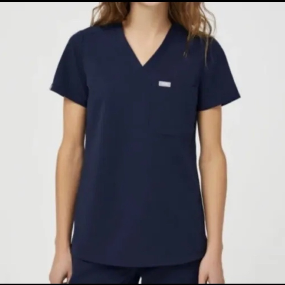 Figs Catarina One-Pocket Top Navy Blue Scrub Shirt Women's Size S